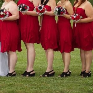 Red David's Bridal Size 18 Bridesmaid Dress